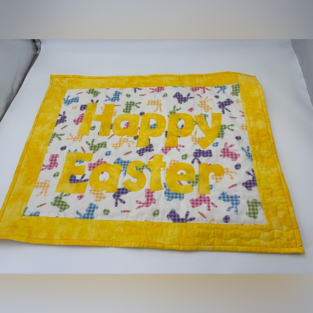 Handmade Colorful “Happy Easter” Quilted Rectangular Banner